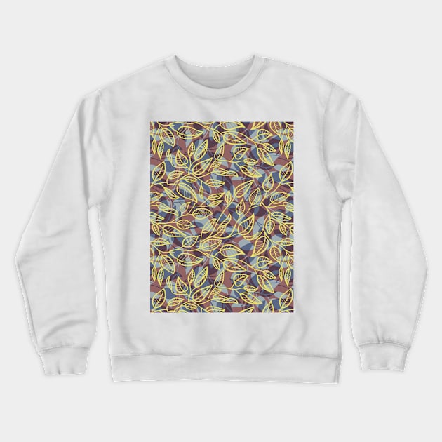 Minimalist Leaf Line Art Illustration as a Seamless Surface Pattern Design Crewneck Sweatshirt by zarya_kiqo